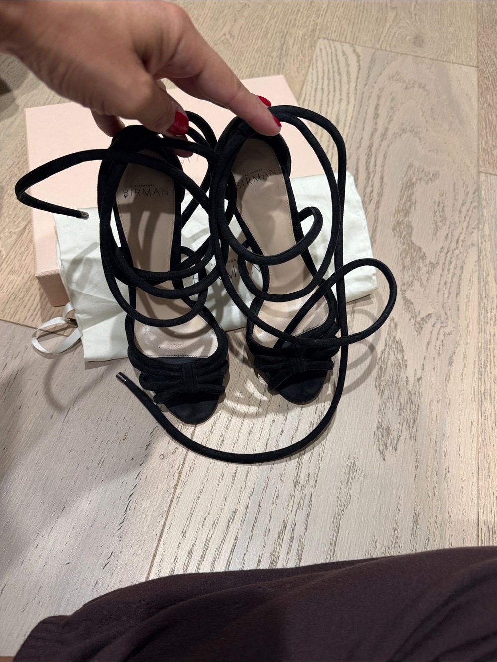 Alexandre Birman Black Suede Lace-Up Heels
